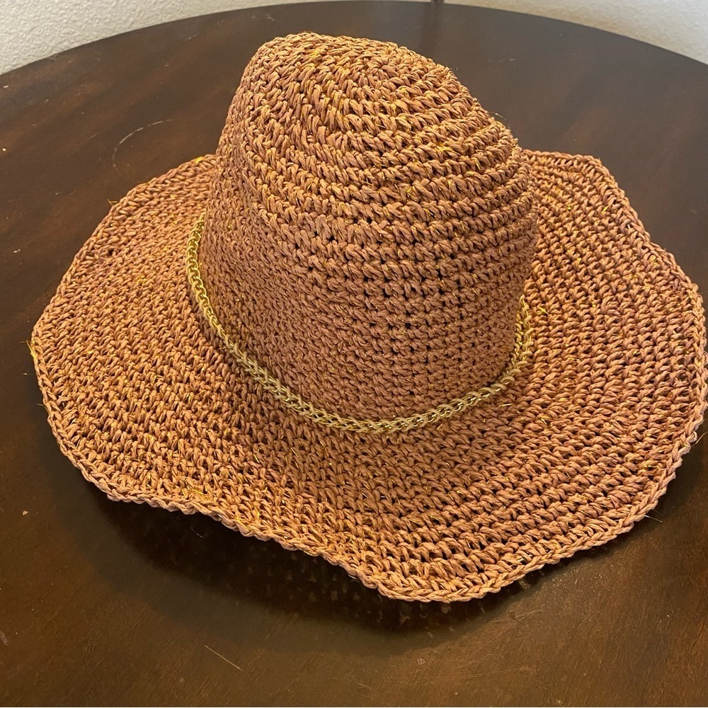 Aerie nwt unmet bohemian Brown Woven Hat one size - Picture 4 of 7